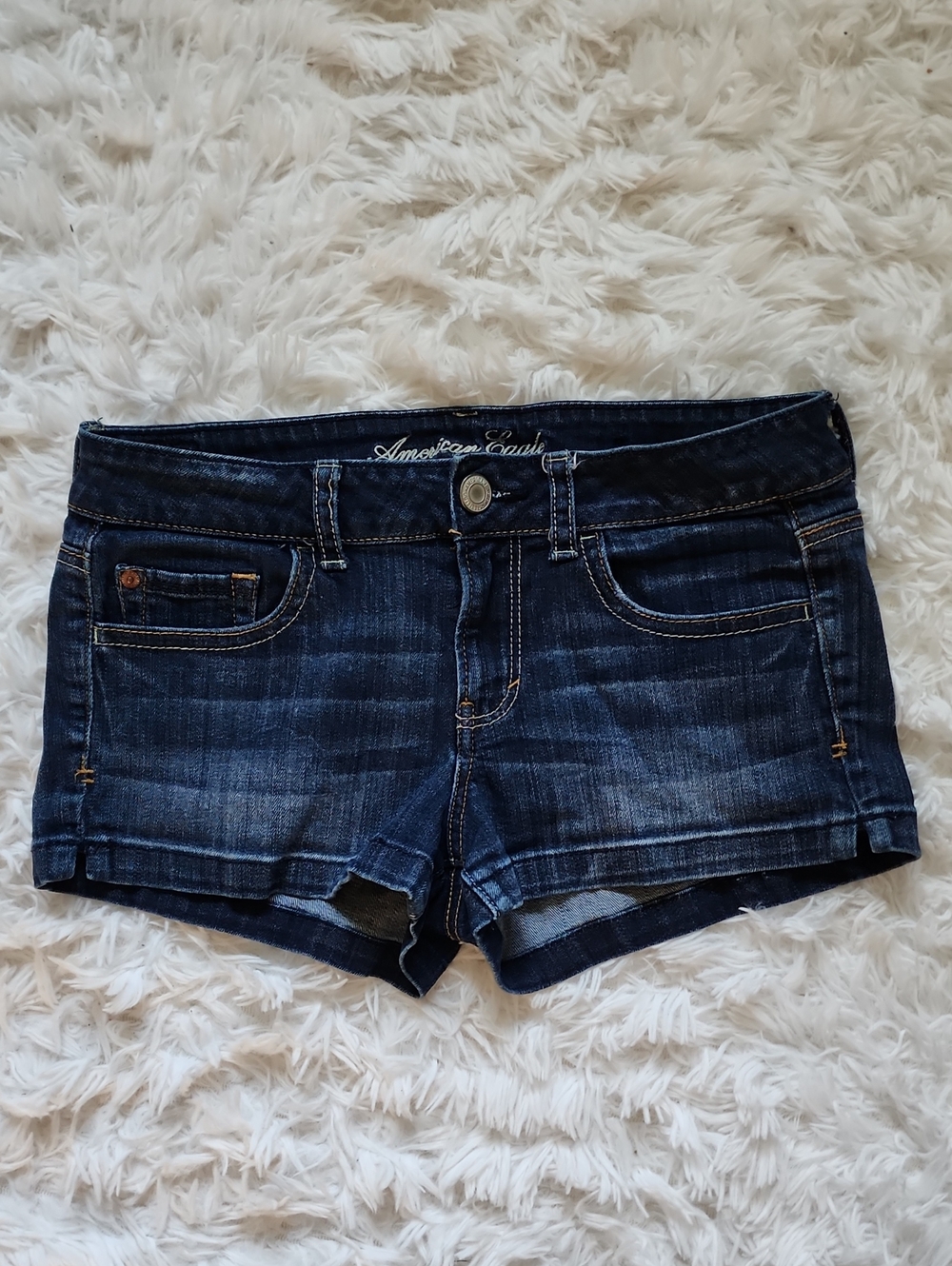 American Eagle Outfitters Dark Blue Distressed Denim Shorties